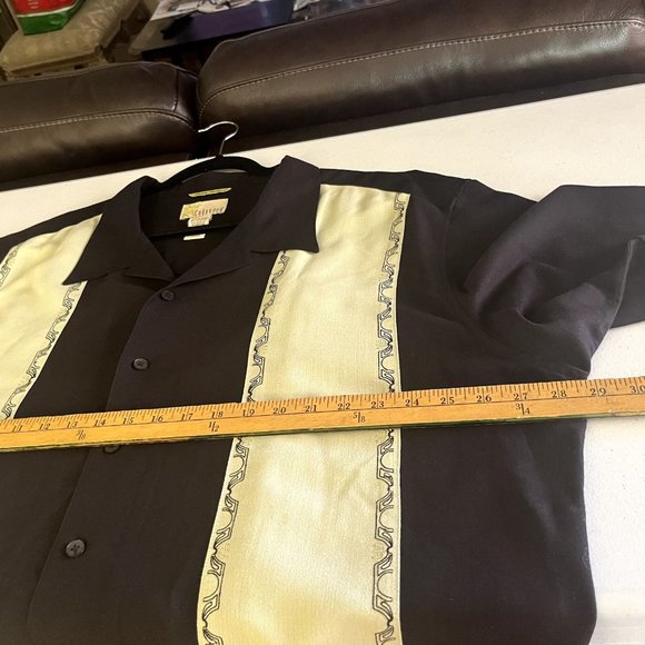 Cubavera Heritage Fit Shirt Mens 2XL vintage Black/Pistachio Rayon Button up - Picture 10 of 15